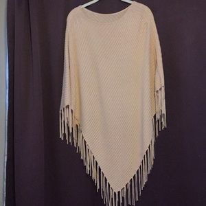 Chico’s pink fringed shawl.